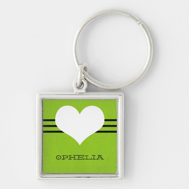 Green Modern Heart Premium Schlüsselanhänger (Vorne)