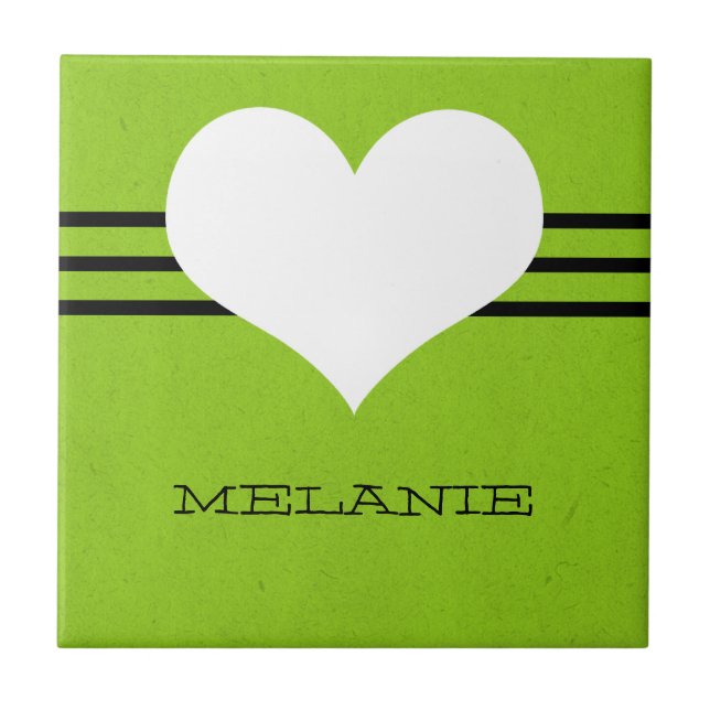 Green Modern Heart Tile Fliese (Vorderseite)