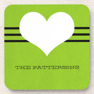 Green Modern Heart Untersetzer Set