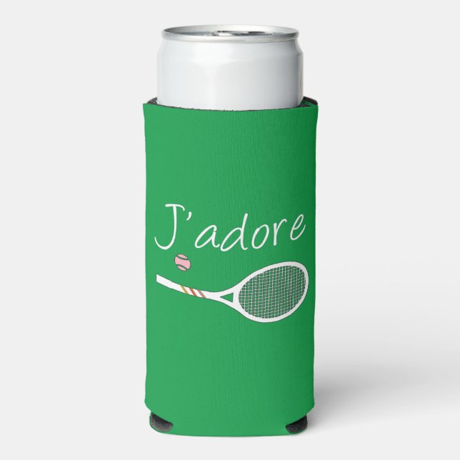 Green Modern J'adore I Liebe Tennis Selters Dosenkühler (Seltzer Vorderseite)