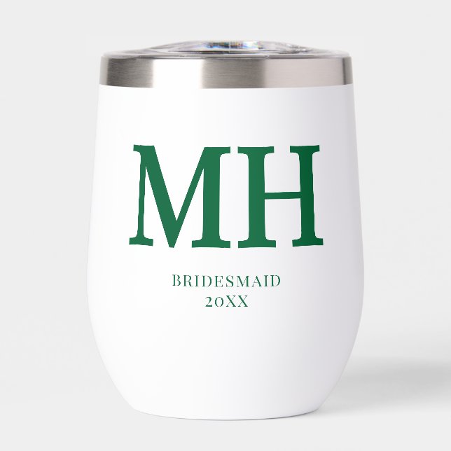 Green Modern Monogram Chic Brautparty Bridesmaid (Vorderseite)