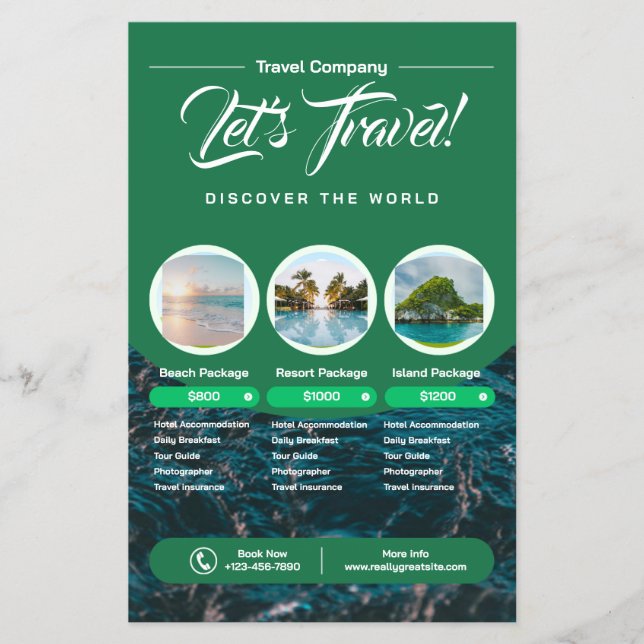 Green Modern Pastel Travel Agency Flyer (Vorne)