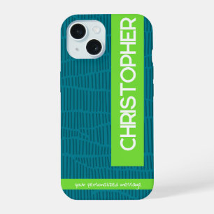 Green Modern Personalisiert Name Phone Case iPhone 15 Hülle