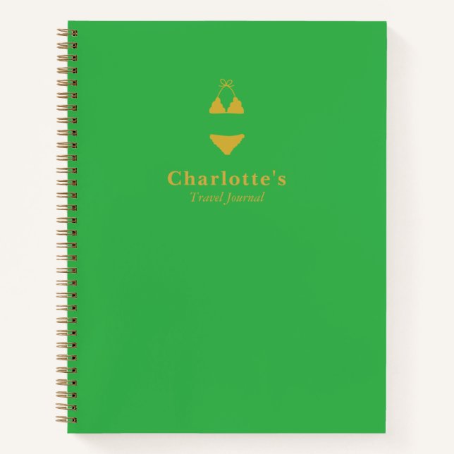 Green Modern Personalisiert Travel Notebook Notizbuch (Vorderseite)