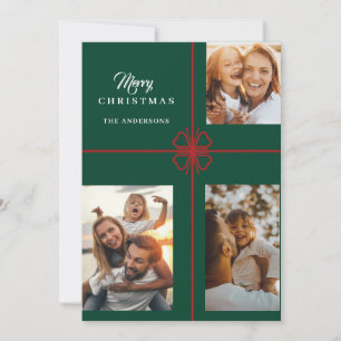 Green Modern Script Foto Weihnachtskarten Feiertagskarte