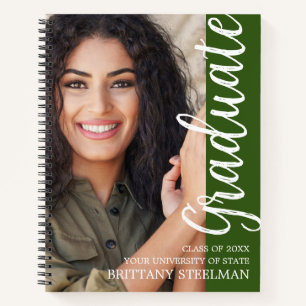 Green Modern Script Graduation Party Guest Book Notizbuch