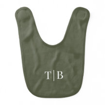 Green Modern Script Monogramname Baby Bib