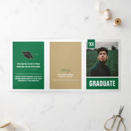 Green Modern Texture Foto Abschluss Dreifach Gefaltete Einladung