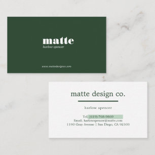 Green   Modernes Elegantes Minimalistisches Berufl Visitenkarte