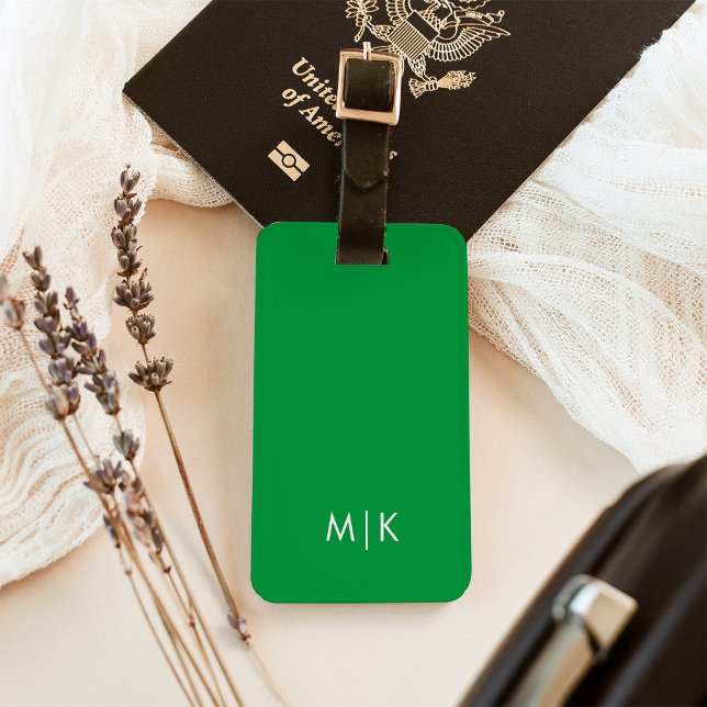 Green | Modernes Monogramm Gepäckanhänger (Von Creator hochgeladen)