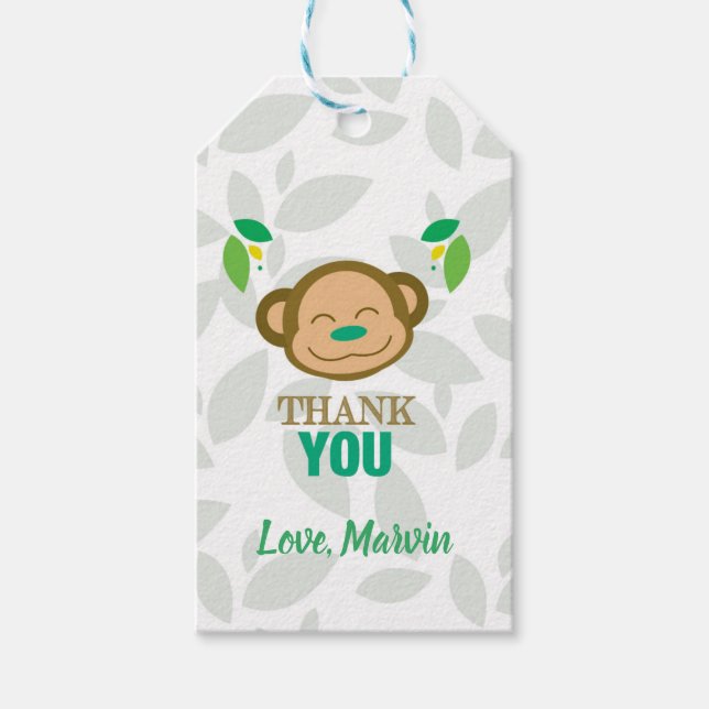 Green Monkey Gift Tag Geschenkanhänger (Vorderseite)