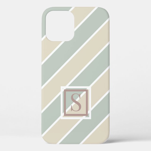 Green Monogram Abstrakt Modern Tan Case-Mate iPhone Hülle (Rückseite)