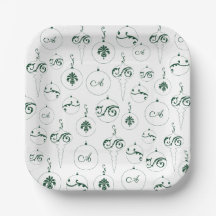 Green Monogram Bauble Muster Square Weihnachten