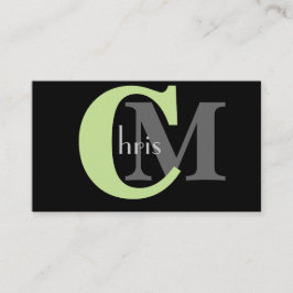 Green Monogram Business Cards Visitenkarte
