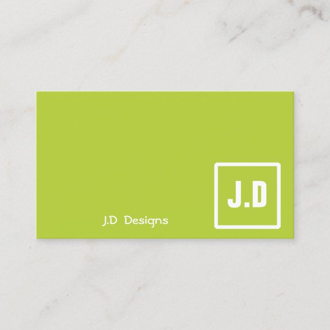 Green Monogram Business Cards Visitenkarte (Vorderseite)