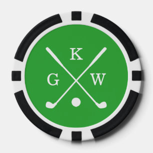Green Monogram für 3-Buchstaben-Golfklubs Pokerchips