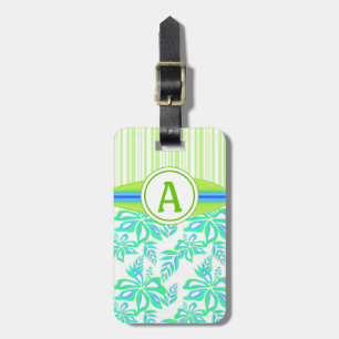 Green Monogram Hibiskus Blume Tropical Beach Gepäckanhänger