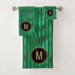 Green Monogram Holiday Badhandtuch Set