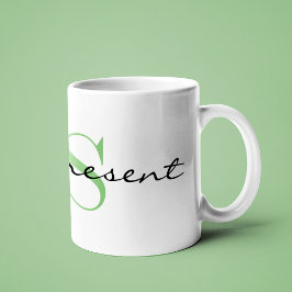 Green Monogram Initial _be available_ Design 11oz Kaffeetasse
