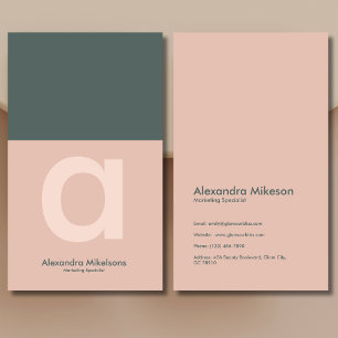 Green Monogram Minimalist Modern Professional Visitenkarte