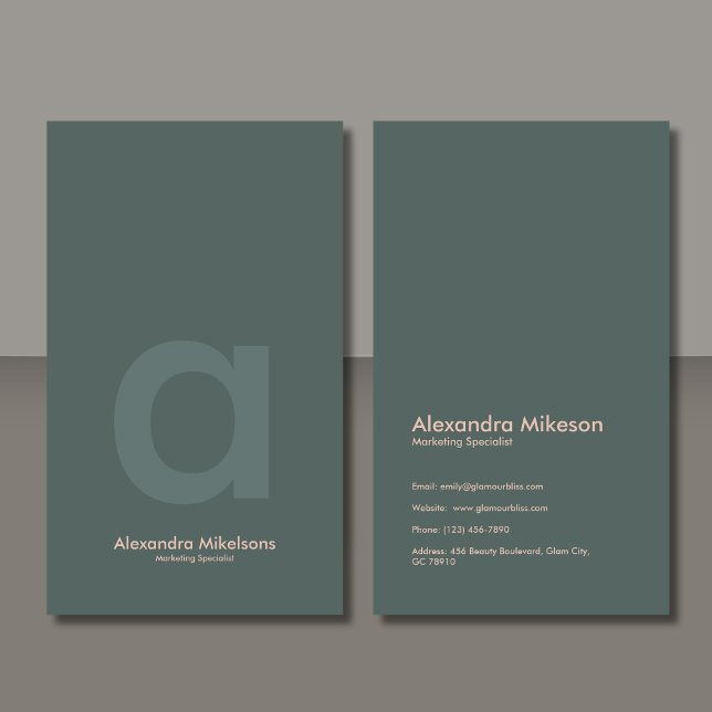 Green Monogram Minimalist Modern Professional Visitenkarte (Von Creator hochgeladen)