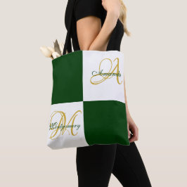 Green Monogram Modern Stilvoll Elegant Initial Tas