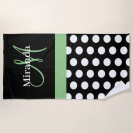 Green Monogram Schwarz-weiß Polka Dot Beach Handtu Strandtuch