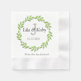 Green Monogram Wedding Napkin Serviette