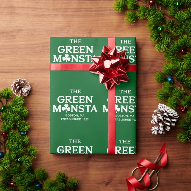 Green Monsta Boston Green Monstah Baseball Geschen Geschenkpapier (Feiertagsgeschenk)