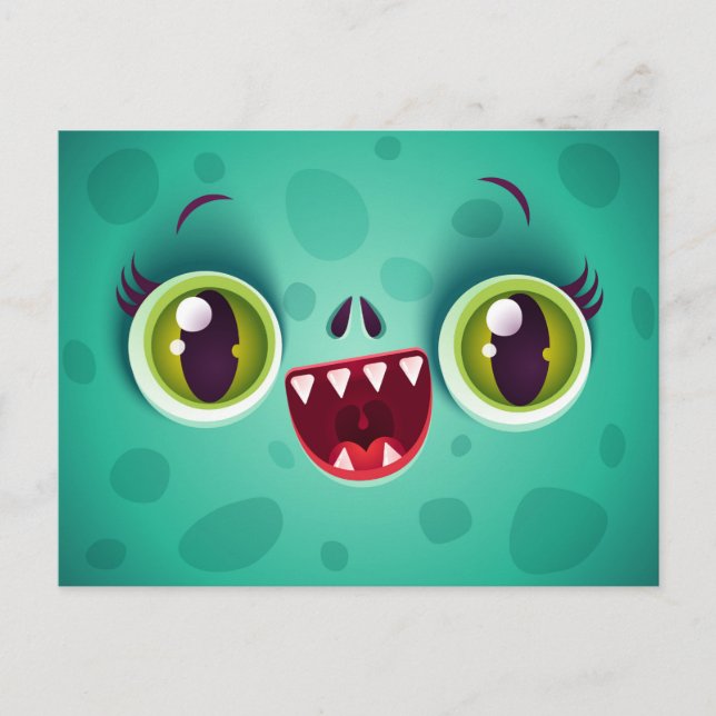 Green Monster Card zu Halloween Postkarte (Vorderseite)