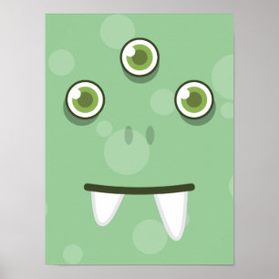 Green Monster Face Poster Print