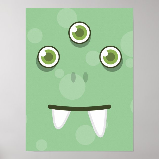 Green Monster Face Poster Print (Vorne)