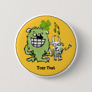 Green Monster Goat Kleeblatt Cartoon Buttons Butto