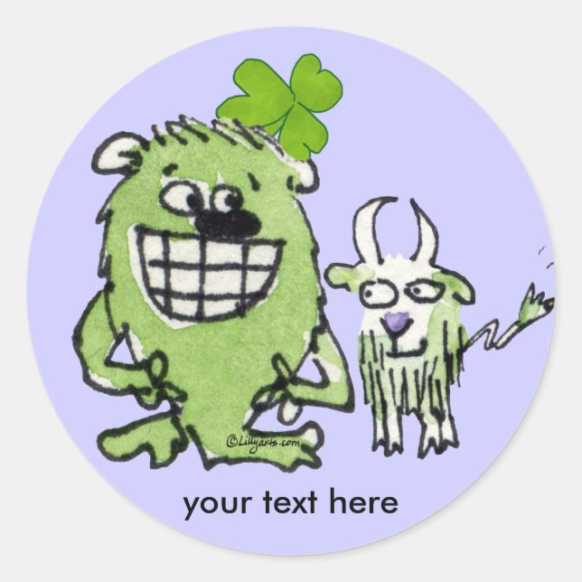 Green Monster Goat Kleeblatt Cartoon Stickers (Vorderseite)