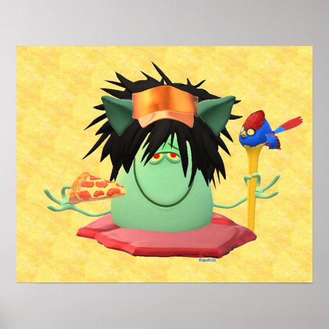Green Monster Pizza Character animiert Poster (Vorne)
