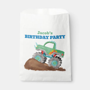 Green Monster Truck Birthday Party Wasserfarbe Geschenktütchen