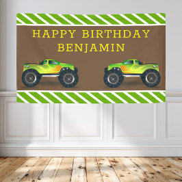 Green Monster Truck Kindergeburtstag Party Banner