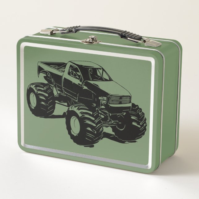Green Monster Truck Metall Brotdose (Vorderseite)