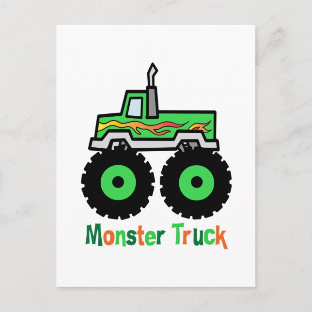 Green Monster Truck Postkarte (Vorderseite)