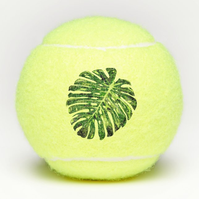 Green Monstera Blätter Tennis Balls Tennisbälle (Vorderseite)