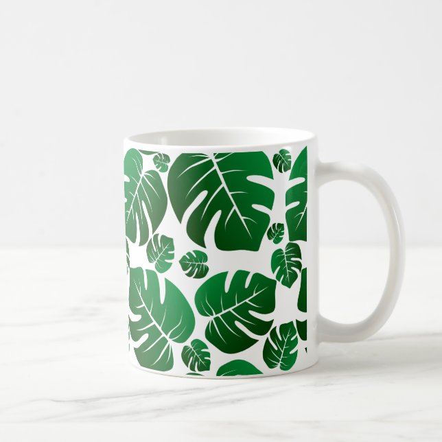 Green Monstera Pflanze Blätter Kaffeetasse (Rechts)