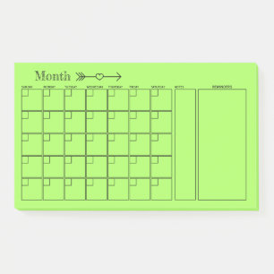 Green Monthly Planer-Kalender Post-it Klebezettel
