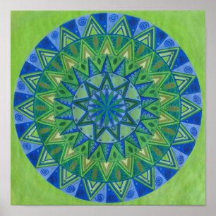 Green Moon Mandala Poster