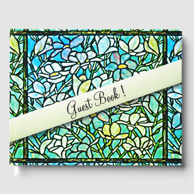 Green Mosaic Floral Gästebuch (Vorderseite)