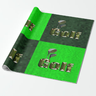 Green Mosaik Golf Clubs, Wrapping Paper Geschenkpapier
