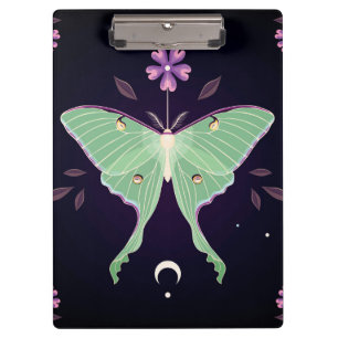 Green Moth Lila Blume Moth Clipboard Klemmbrett