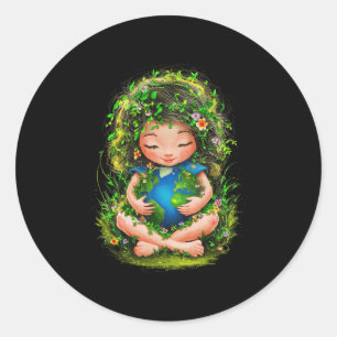 Green Mother Earth Day Gaia Rette unsere Planet Wo Runder Aufkleber