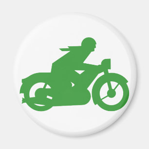 Green Motorbiker-Zeichen Magnet