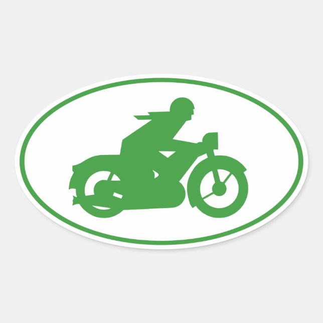 Green Motorbiker-Zeichen Ovaler Aufkleber (Vorderseite)