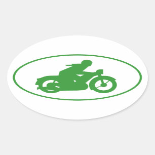 Green Motorbiker-Zeichen Ovaler Aufkleber